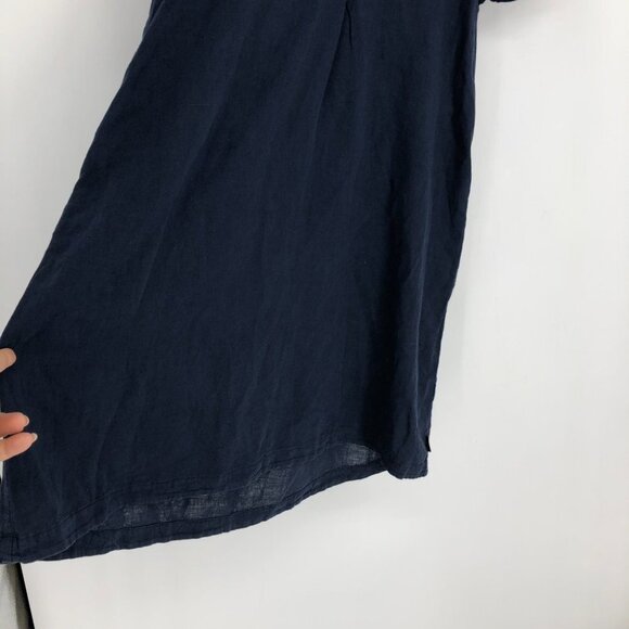 Holebrook Sweden Navy Marina Short Sleeve Linen Midi Dress 1/4 button V-neck S - Picture 5 of 16